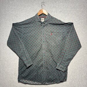 Cinch Men's Casual Button Down Shirt - Teal and Burgundy